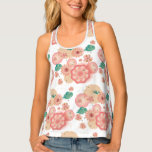 Elegant Floral Ornament, Spring Peach Garden Tank Top