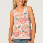 Elegant Floral Ornament, Spring Peach Garden Tank Top