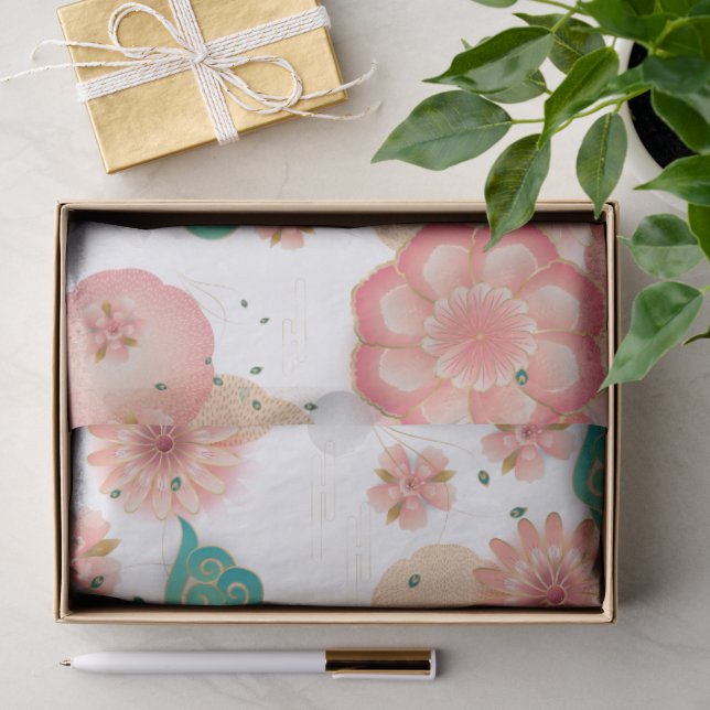 Elegant Floral Ornament Spring Peach Garden  Tissue Paper (Gift)