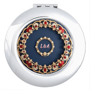 Elegant Floral Ornamental Design Compact Mirror