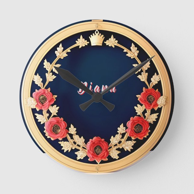 Elegant Floral Ornamental Design Round Clock (Front)