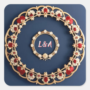 Elegant Floral Ornamental Design Square Sticker