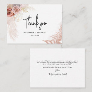 Elegant Floral Pampas Grass Wedding Thank You Card