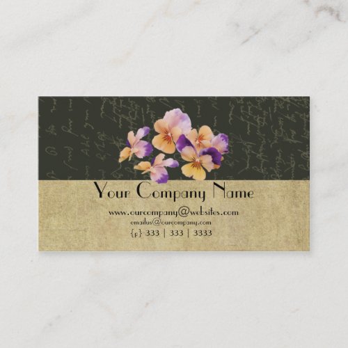 Elegant Floral Pansys_ Business Card