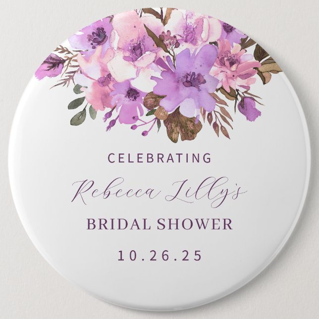 Elegant Floral Paper  Button (Front)