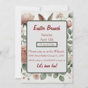 Elegant Floral Pastel Easter Brunch Invitation