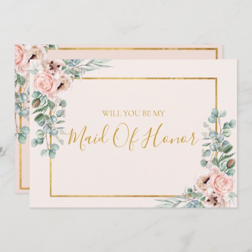 Elegant Floral Pastel Maid Of Honor Proposal Card