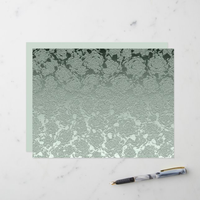 Elegant Floral Pastel Sage Green Pattern (Front/Back In Situ)