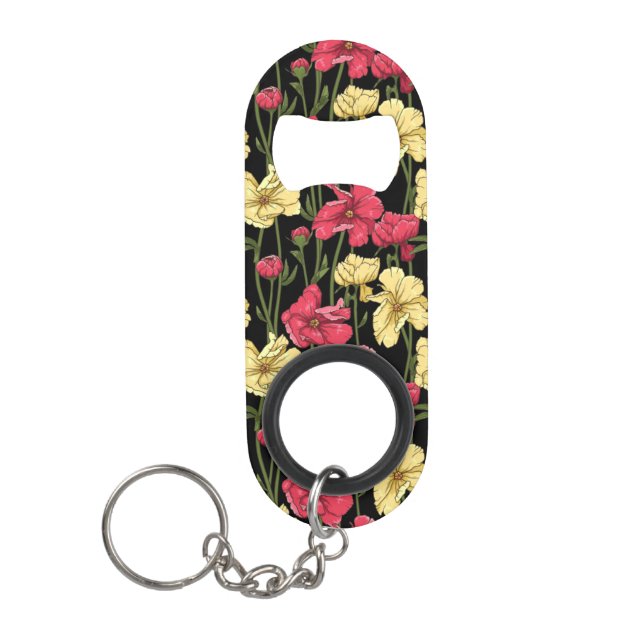 Elegant floral pattern 2 keychain bottle opener (Front)