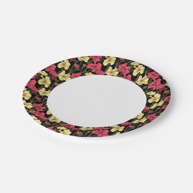 Elegant floral pattern 2 paper plates (Angled)
