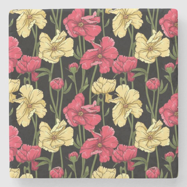 Elegant floral pattern 2 stone coaster (Front)