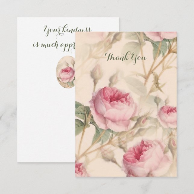 Elegant Floral Pattern Appreciation Thank You Card (Front/Back)