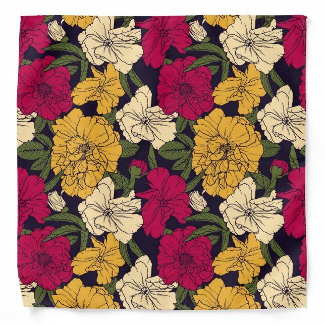 Elegant floral pattern bandana (Front)