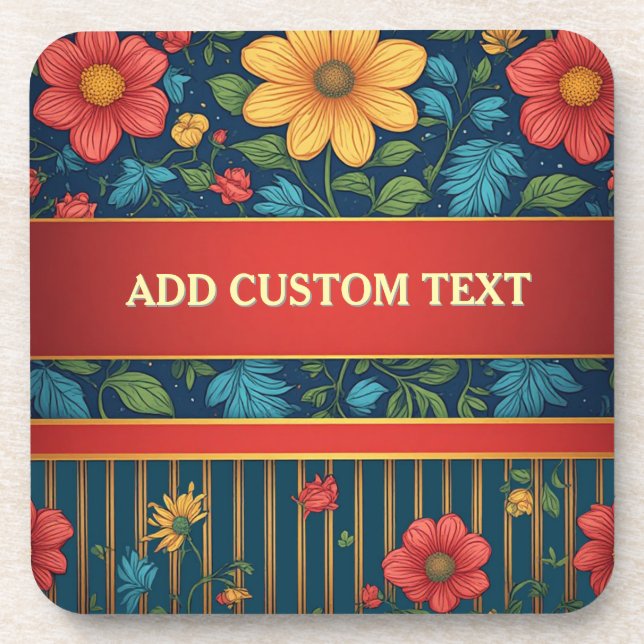 Elegant Floral Pattern Beverage Coaster (Front)