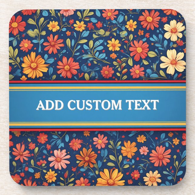 Elegant Floral Pattern Beverage Coaster (Front)