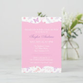 Elegant Floral Pattern Butterfly Baby Shower Invitation (Standing Front)