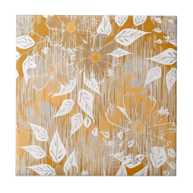 Elegant floral pattern.  ceramic tile (Front)