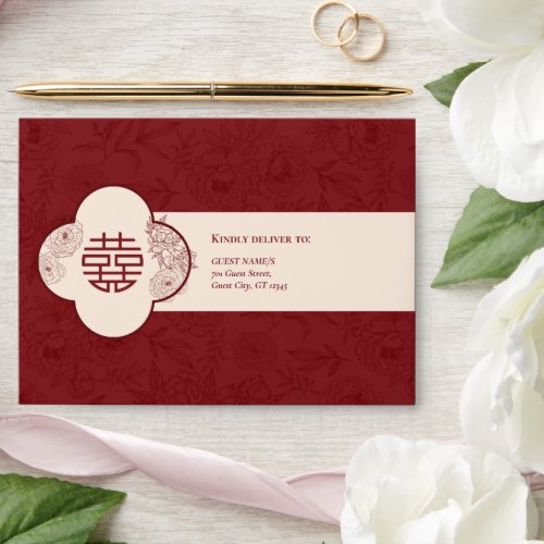 Elegant Floral Pattern Chinese Wedding Invitation Envelope