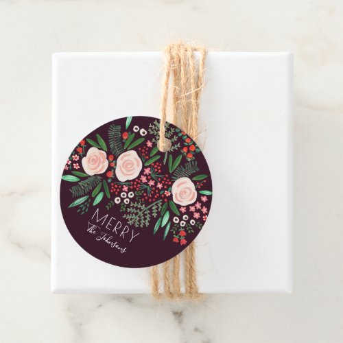 Elegant Floral Pattern Christmas Holiday  Favor Tags