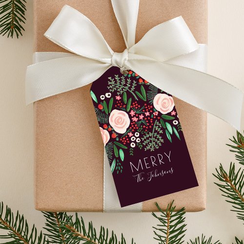 Elegant Floral Pattern Christmas Holiday  Gift Tags