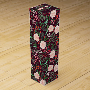 Elegant Floral Pattern Christmas Holiday  Wine Box