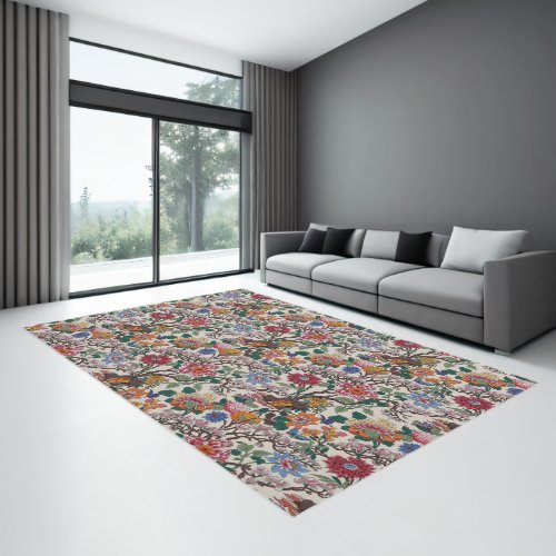 Elegant Floral Pattern Colorful Trendy Flowers Rug