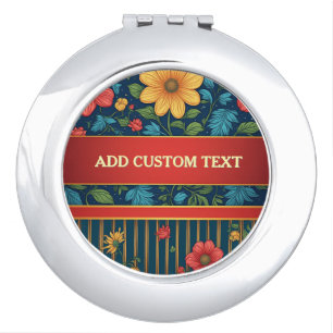Elegant Floral Pattern Compact Mirror