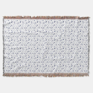 Elegant Floral Pattern Dark Blue and White  Throw Blanket