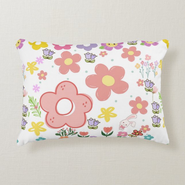 Elegant Floral Pattern Design Accent Pillow (Front)