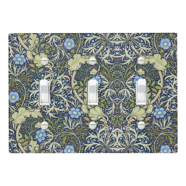 Elegant Floral Pattern Flowers Seaweed Green Blue  Light Switch Cover (In Situ)