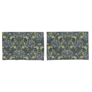 Elegant Floral Pattern Flowers Seaweed Green Blue Pillow Case