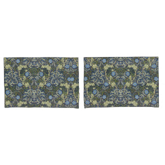Elegant Floral Pattern Flowers Seaweed Green Blue Pillow Case