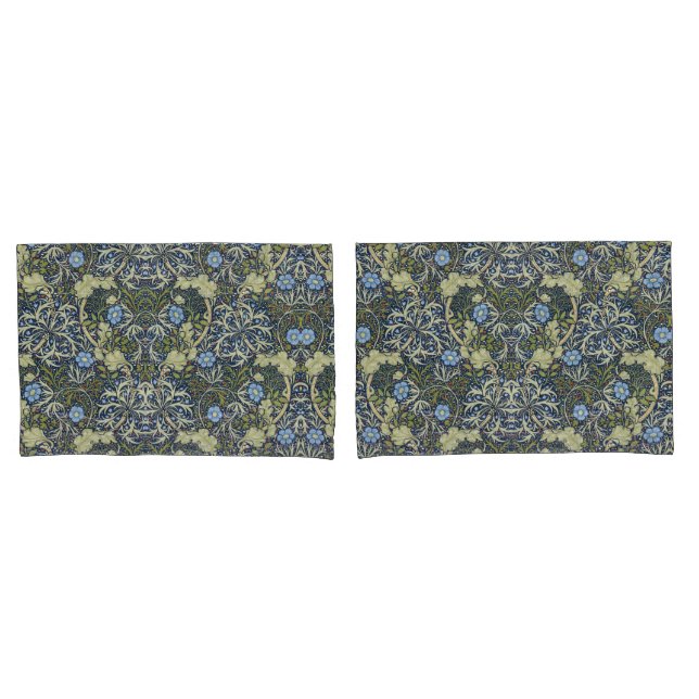 Elegant Floral Pattern Flowers Seaweed Green Blue  Pillow Case (Front-Set)