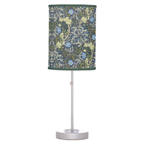 Elegant Floral Pattern Flowers Seaweed Green Blue  Table Lamp