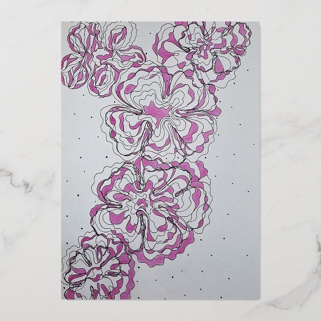Elegant floral pattern foil invitation (Front)