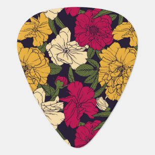 Elegant floral pattern guitar pick