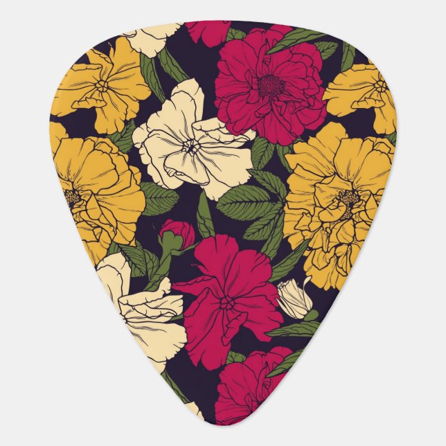 Elegant floral pattern guitar pick (Front)