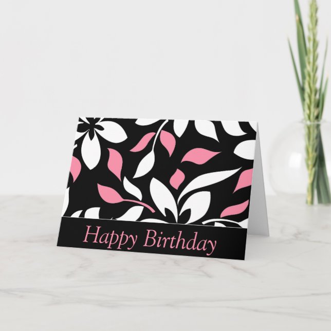 Elegant Floral Pattern Happy Birthday Card (Front)
