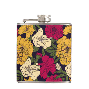 Elegant floral pattern hip flask