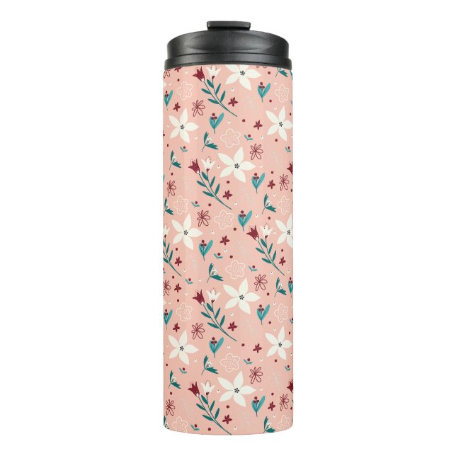 Elegant Floral Pattern Home Thermal Tumbler (Front)