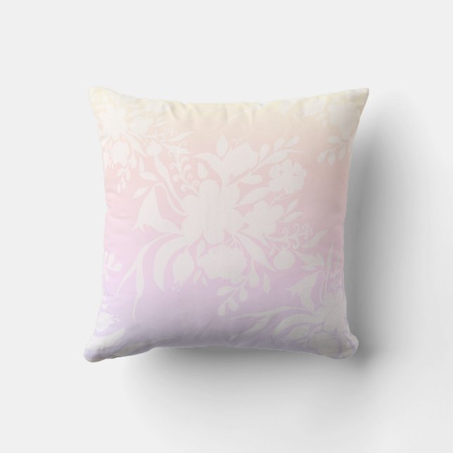 Elegant floral pattern in pastel colors throw pillow (Back)