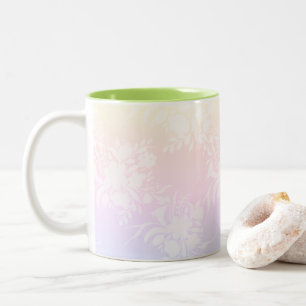 Elegant floral pattern in pastel colors Two-Tone coffee mug
