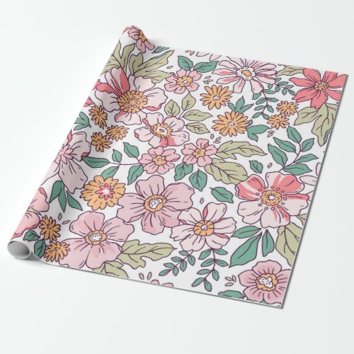 Elegant floral pattern in small hand draw flower  wrapping paper