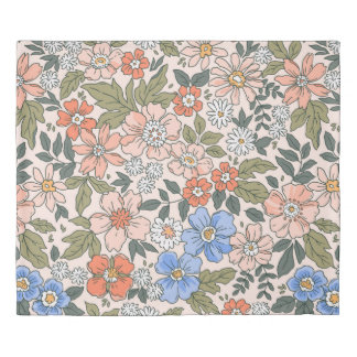 Elegant floral pattern in small hand draw flowers duvet cover