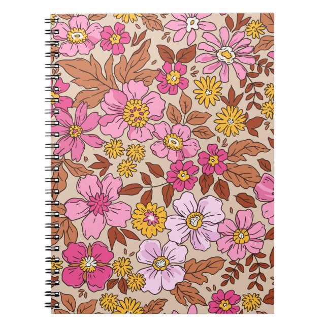 Elegant floral pattern in small hand draw flowers. notebook (Front)