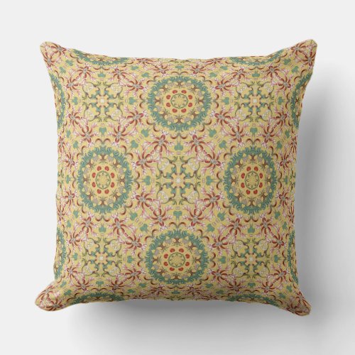 Elegant floral Pattern kaleidoscope Throw Pillow