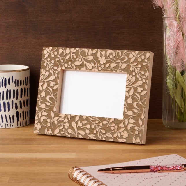 Elegant Floral Pattern Laser Etched Picture Frame Engraved Frames (Left)
