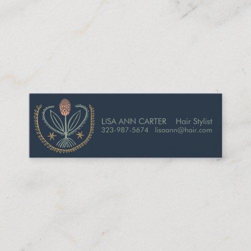 Elegant Floral Pattern Lucile Tile Deep Blue Mini Business Card