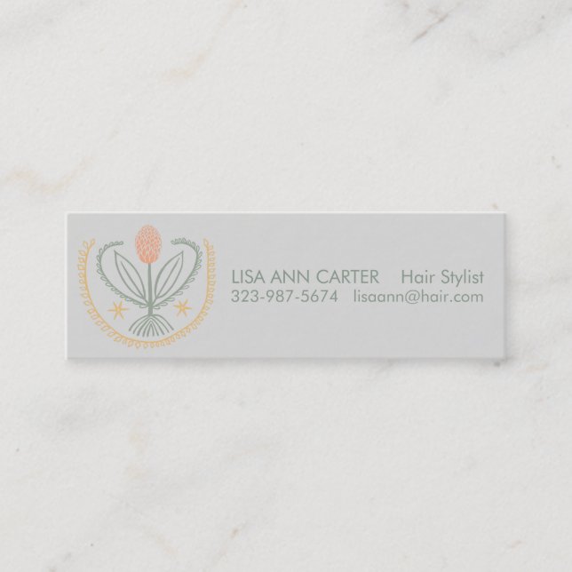 Elegant Floral Pattern Lucile Tile Soft Gray Mini Business Card (Front)