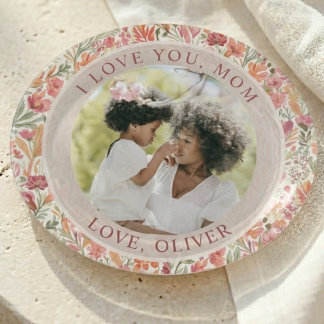 Elegant Floral Pattern Mom Photo Keepsake Trinket Tray